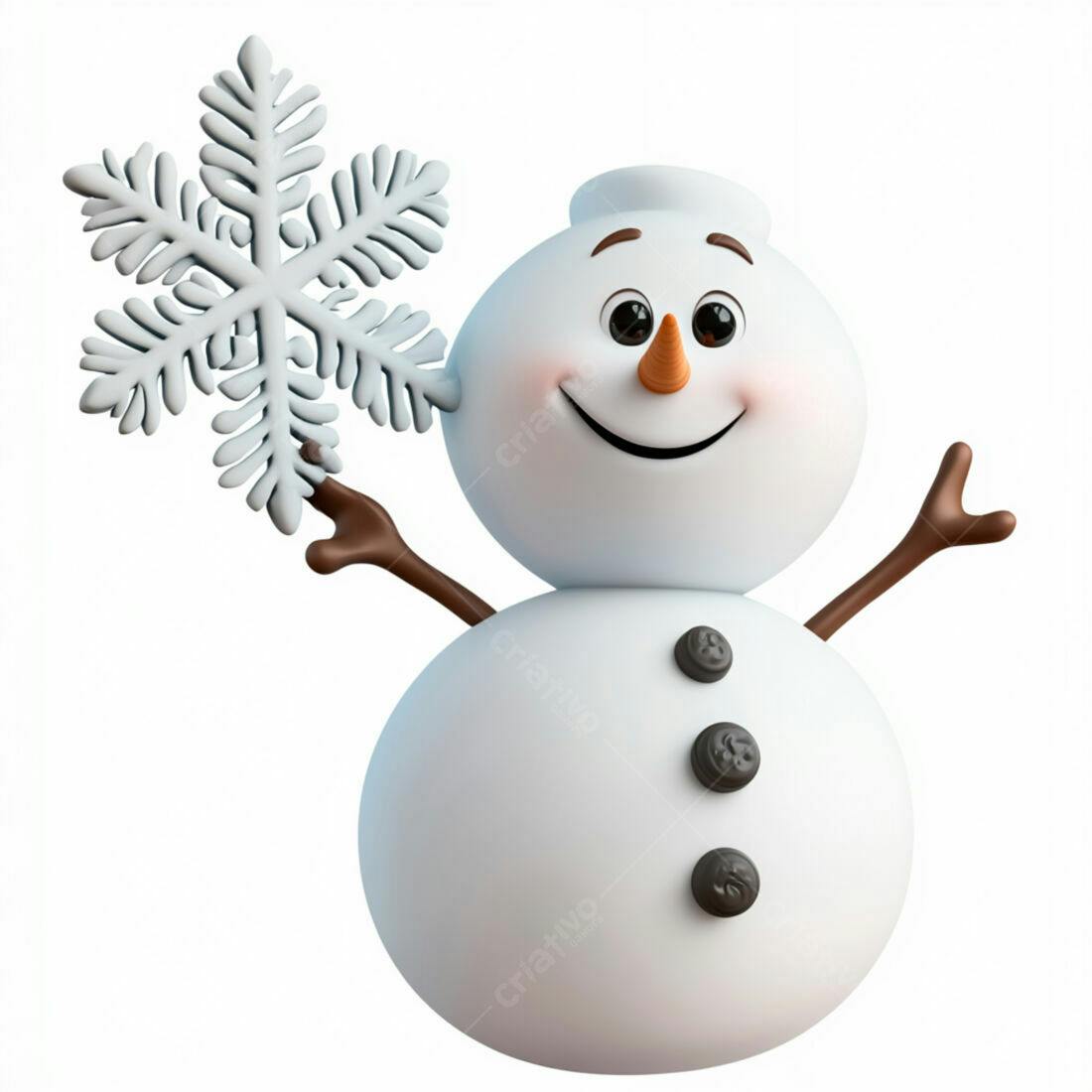 Boneco de neve alegre com floco de neve