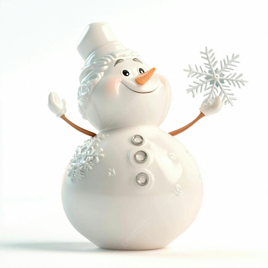 Boneco de neve alegre com floco de neve