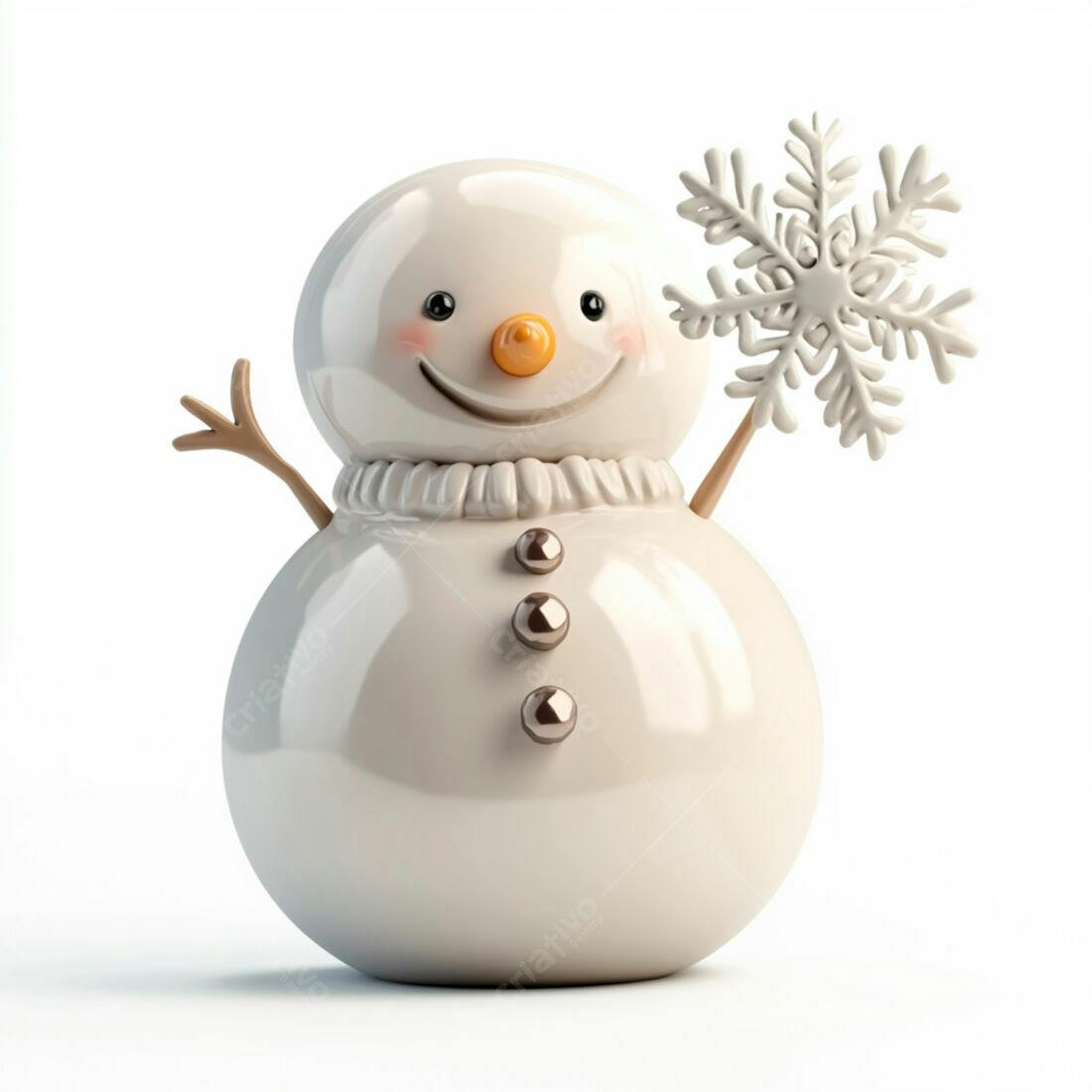 Boneco de neve sorridente com floco de neve