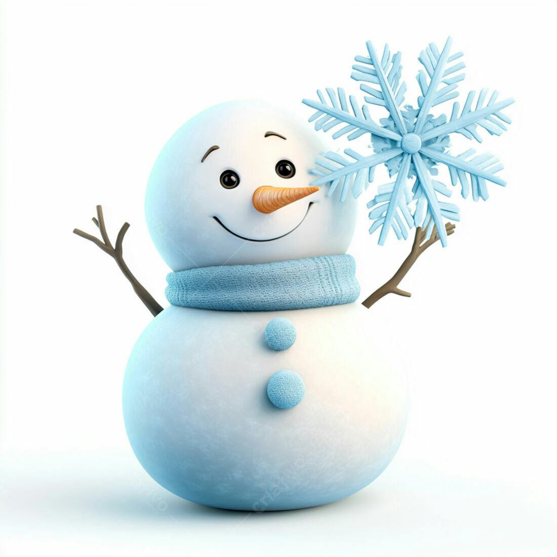Boneco de neve alegre com floco de neve