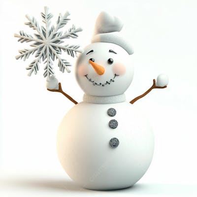 Imagem De Boneco De Neve Segurando Um Floco De Neve Em Um Fundo Branco