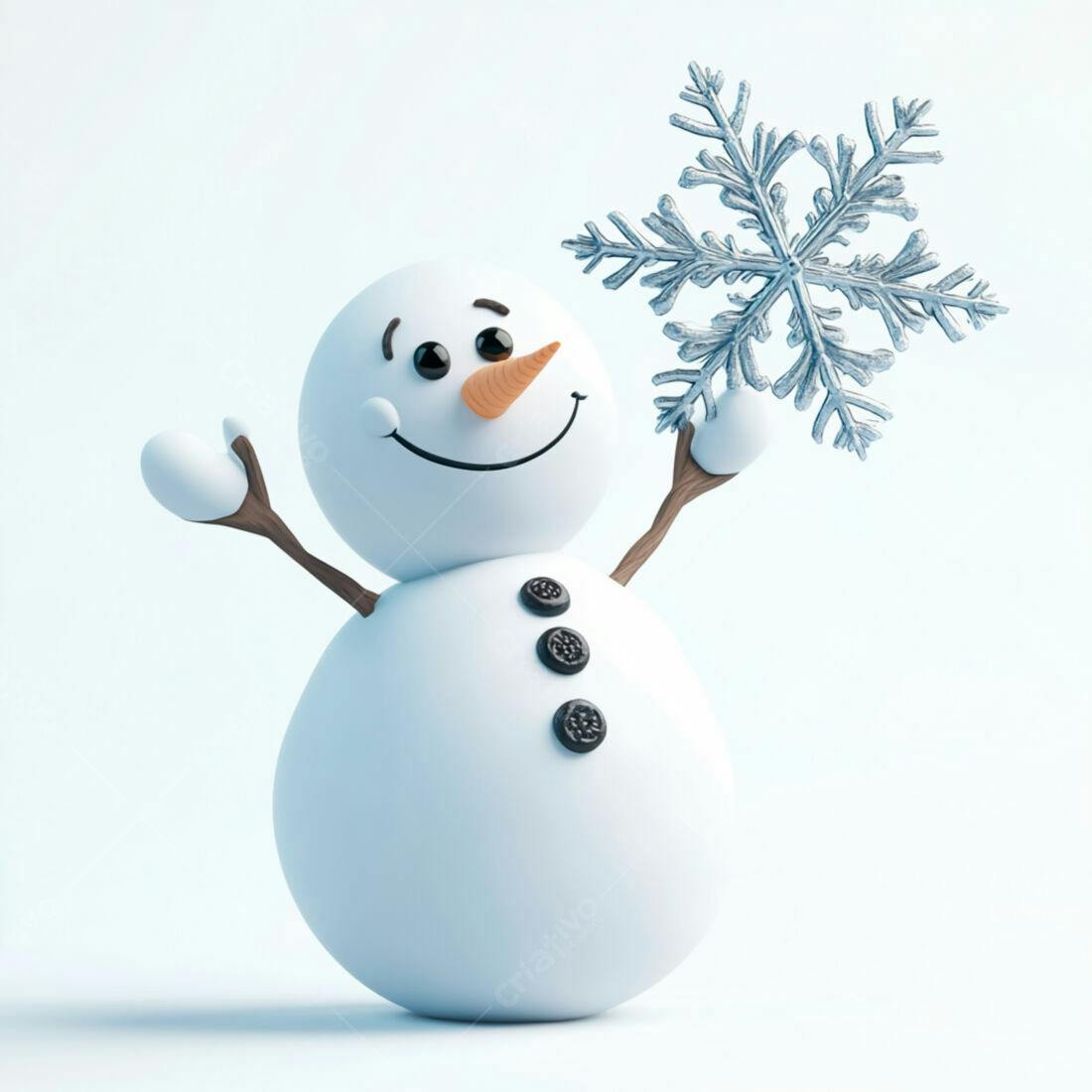 Boneco de neve alegre com floco de neve