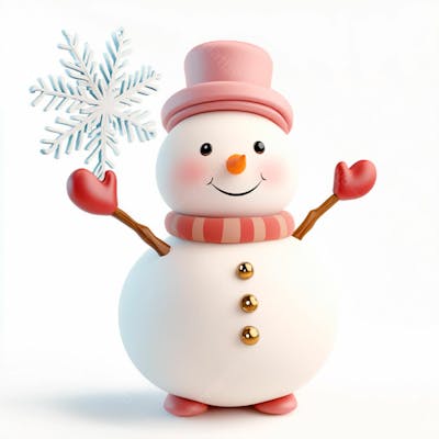 Imagem De Boneco De Neve Segurando Um Floco De Neve Em Um Fundo Branco