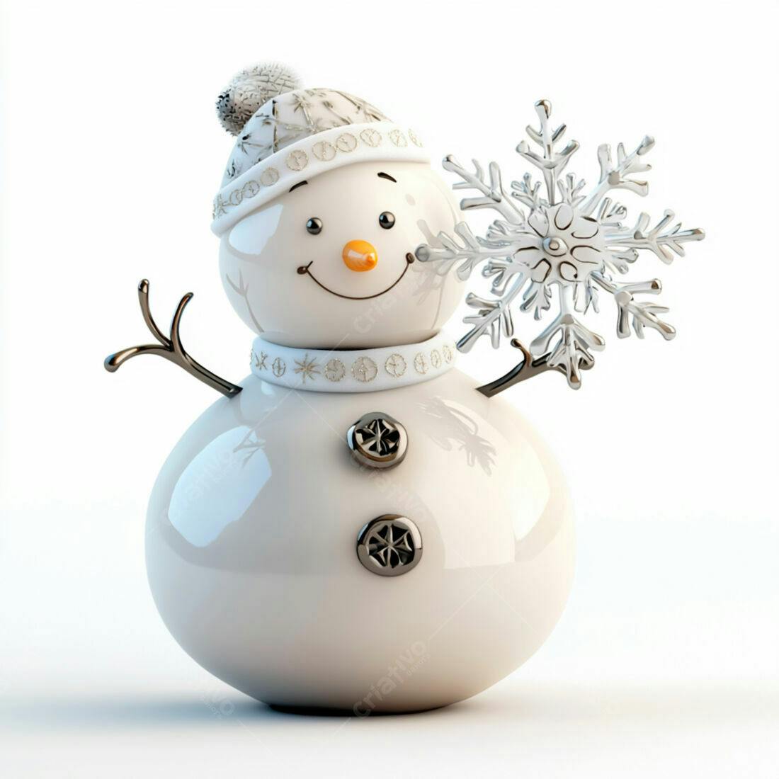 Boneco de neve natalino com floco de neve