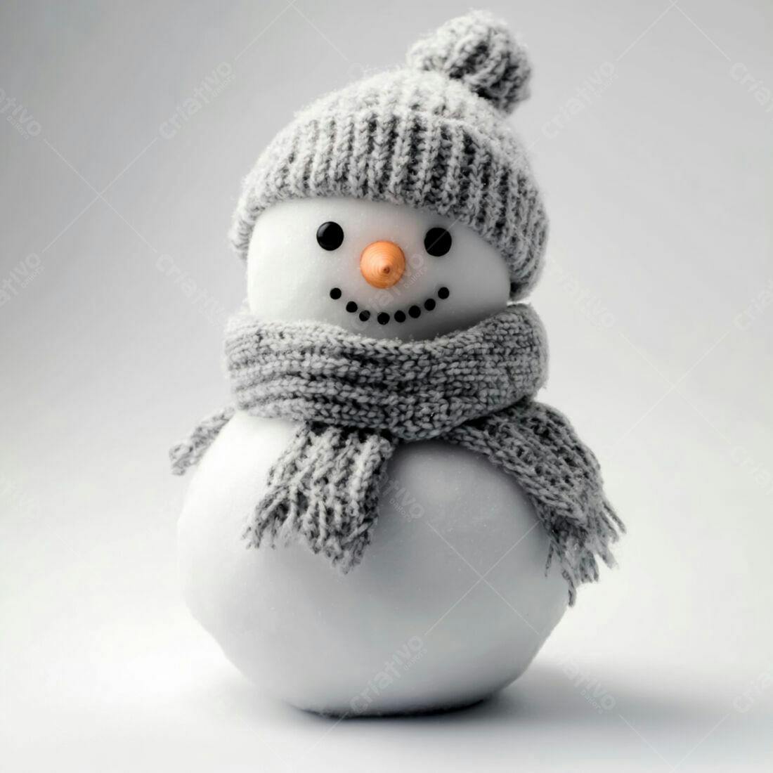 Boneco de neve com gorro e cachecol cinza