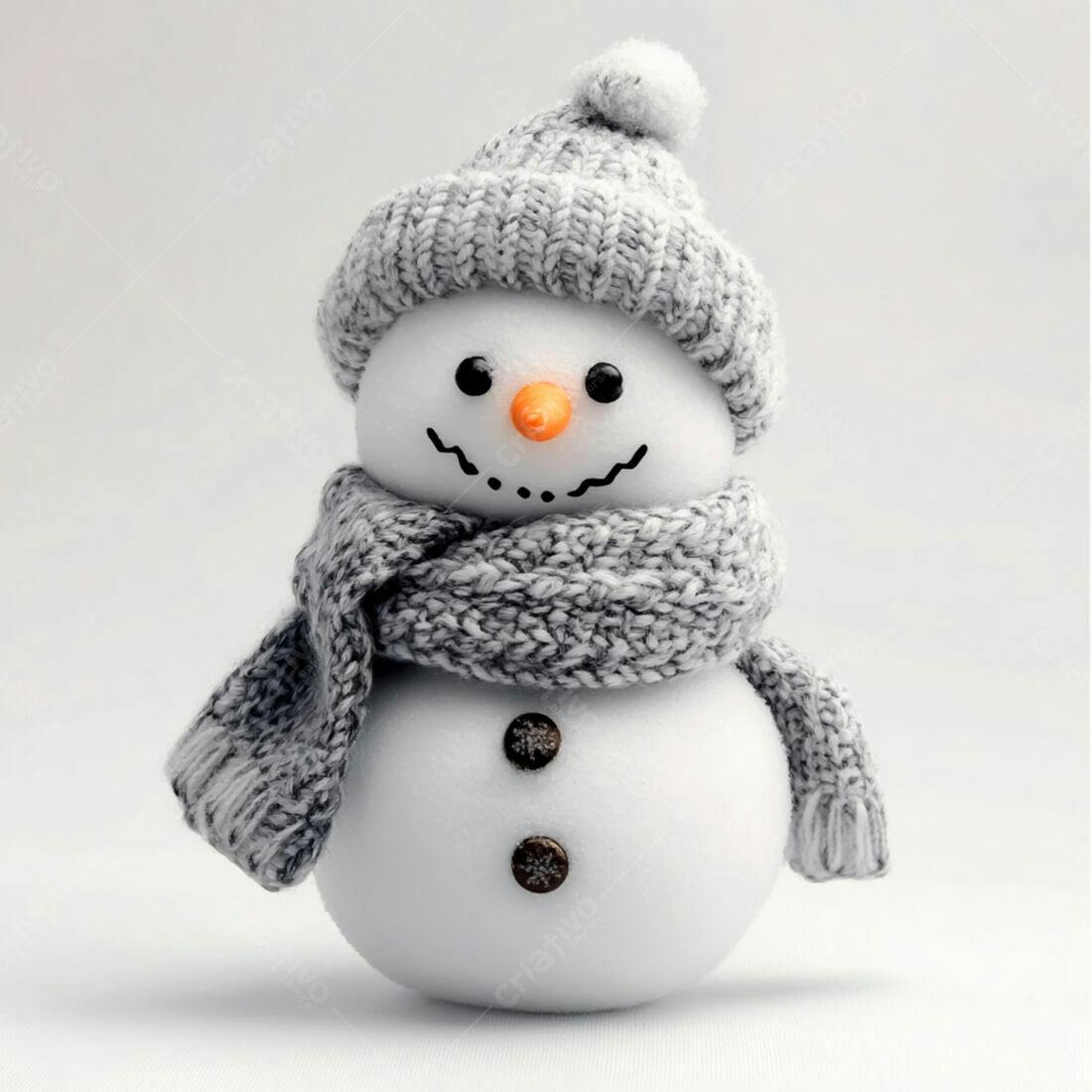 Boneco de neve com gorro e cachecol cinza