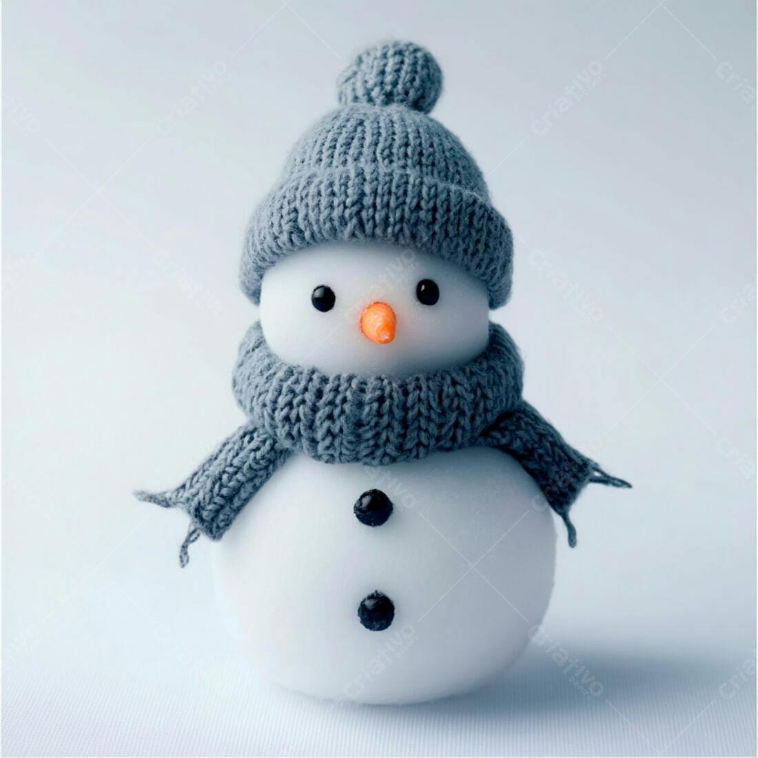 Boneco de neve com gorro e cachecol cinza