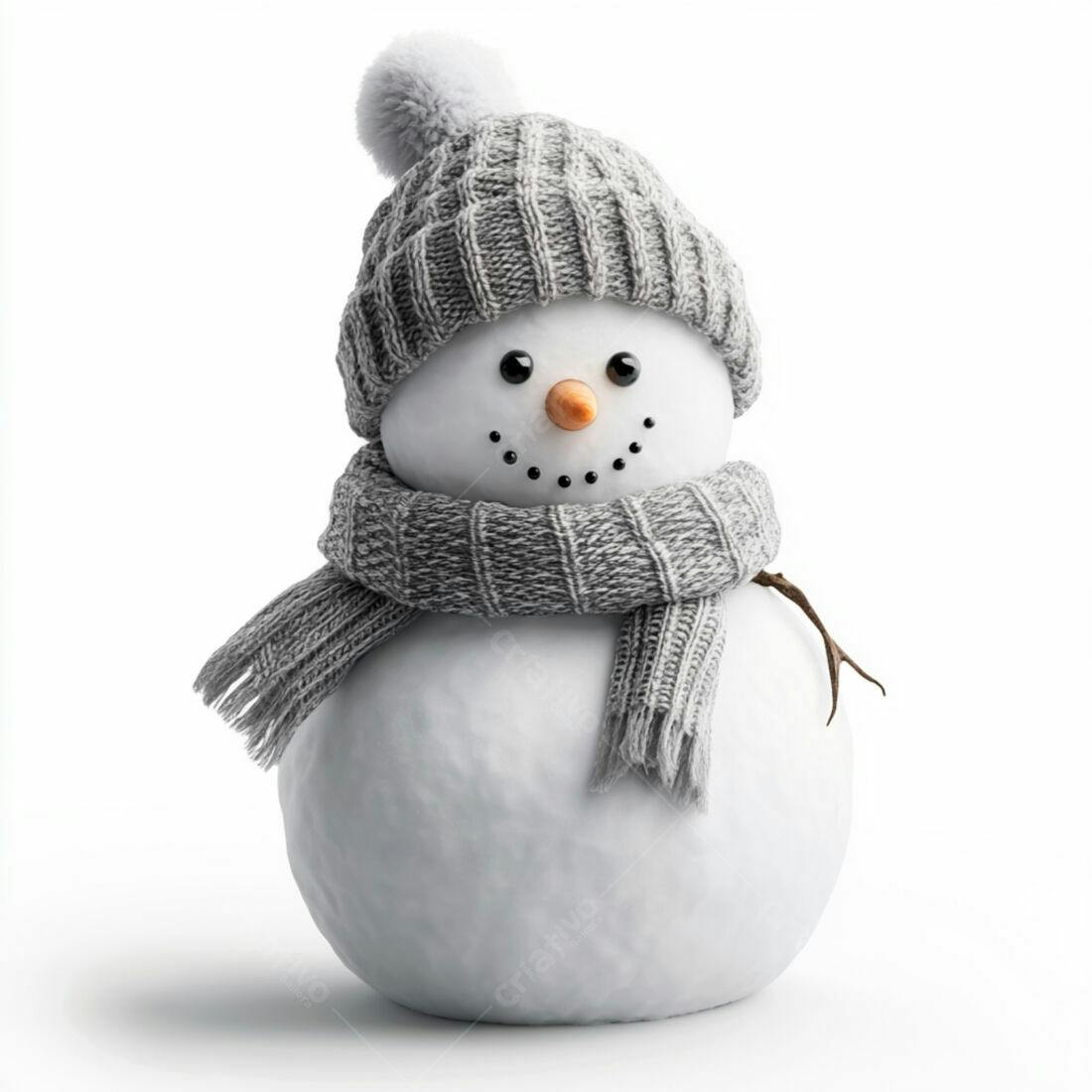 Boneco de neve com gorro e cachecol cinza