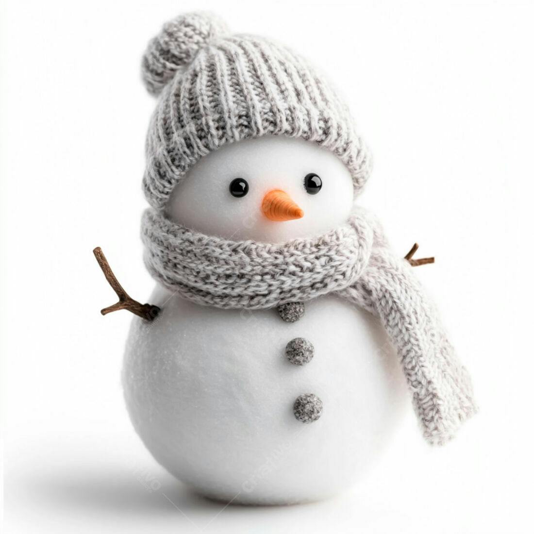 Boneco de neve com gorro e cachecol cinza