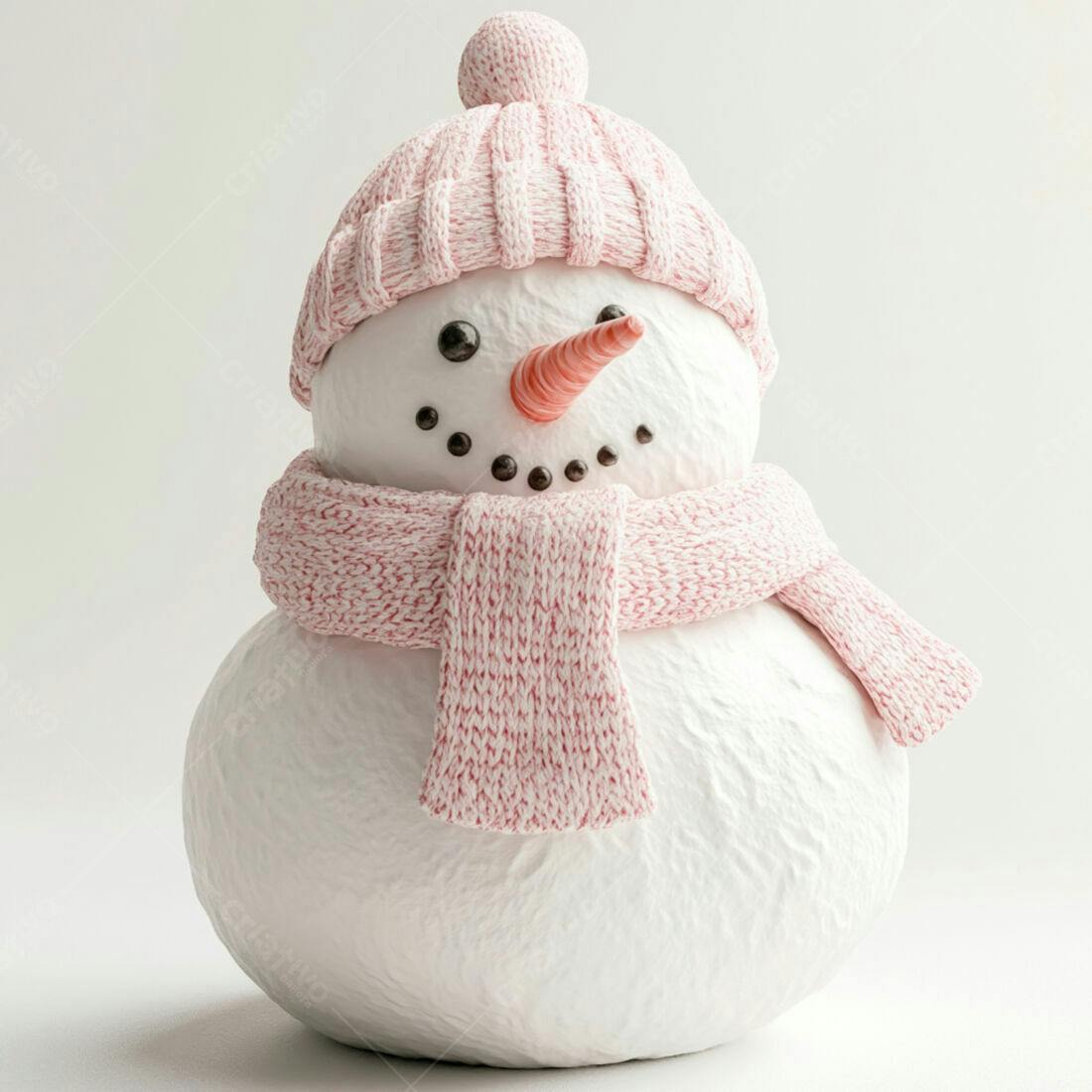 Boneco de neve com gorro e cachecol rosa