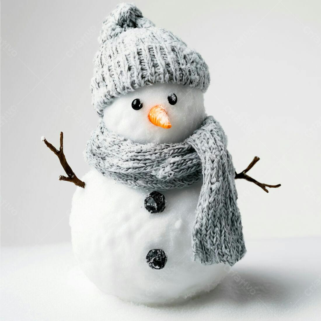 Boneco de neve com gorro e cachecol cinza