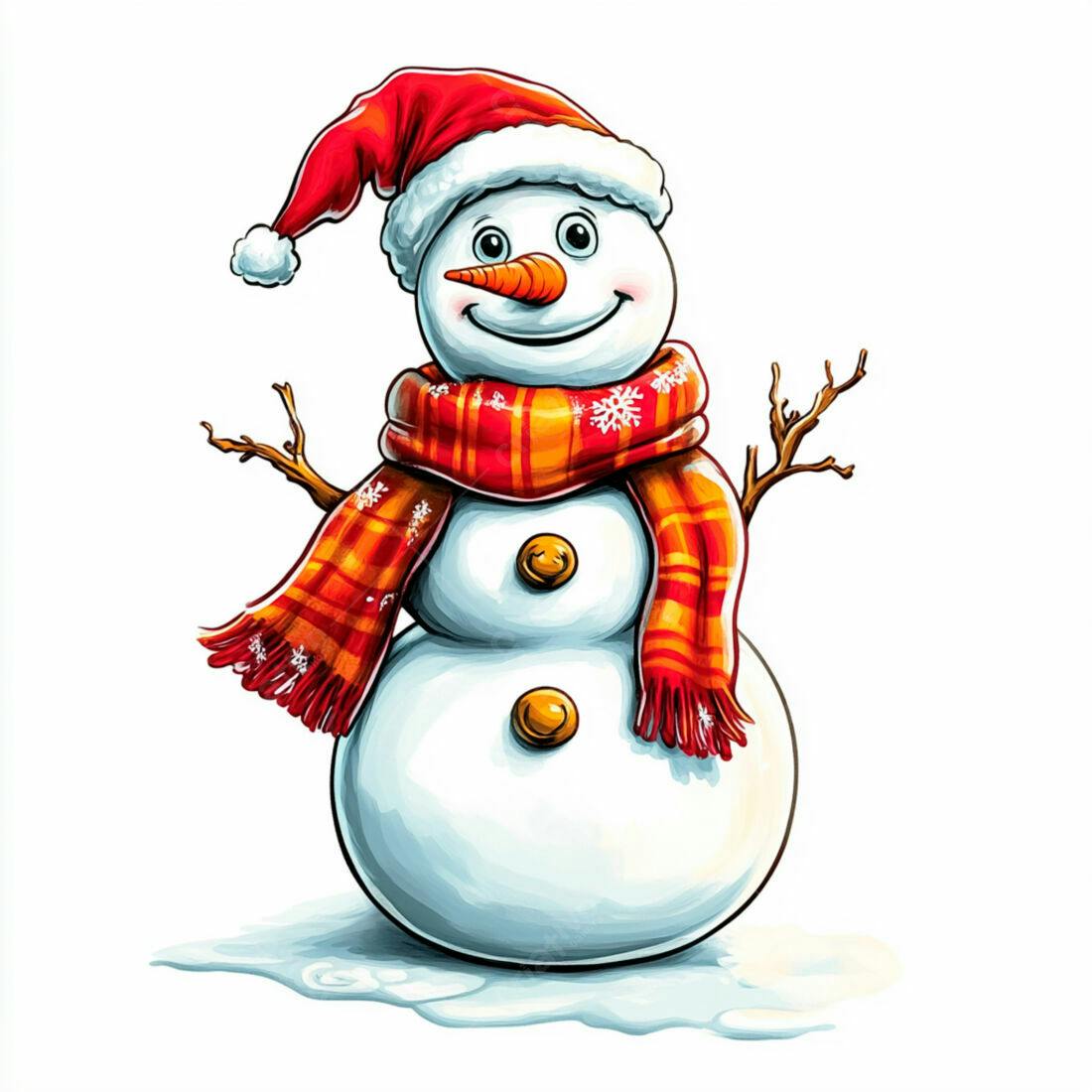 Boneco de neve natalino com chapéu e cachecol
