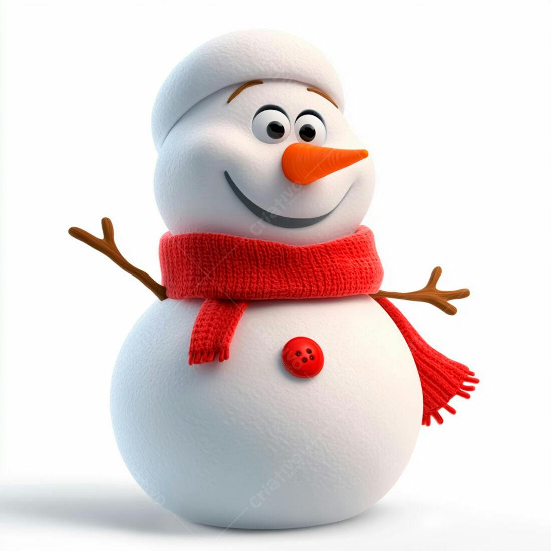 Boneco de neve alegre com cachecol vermelho
