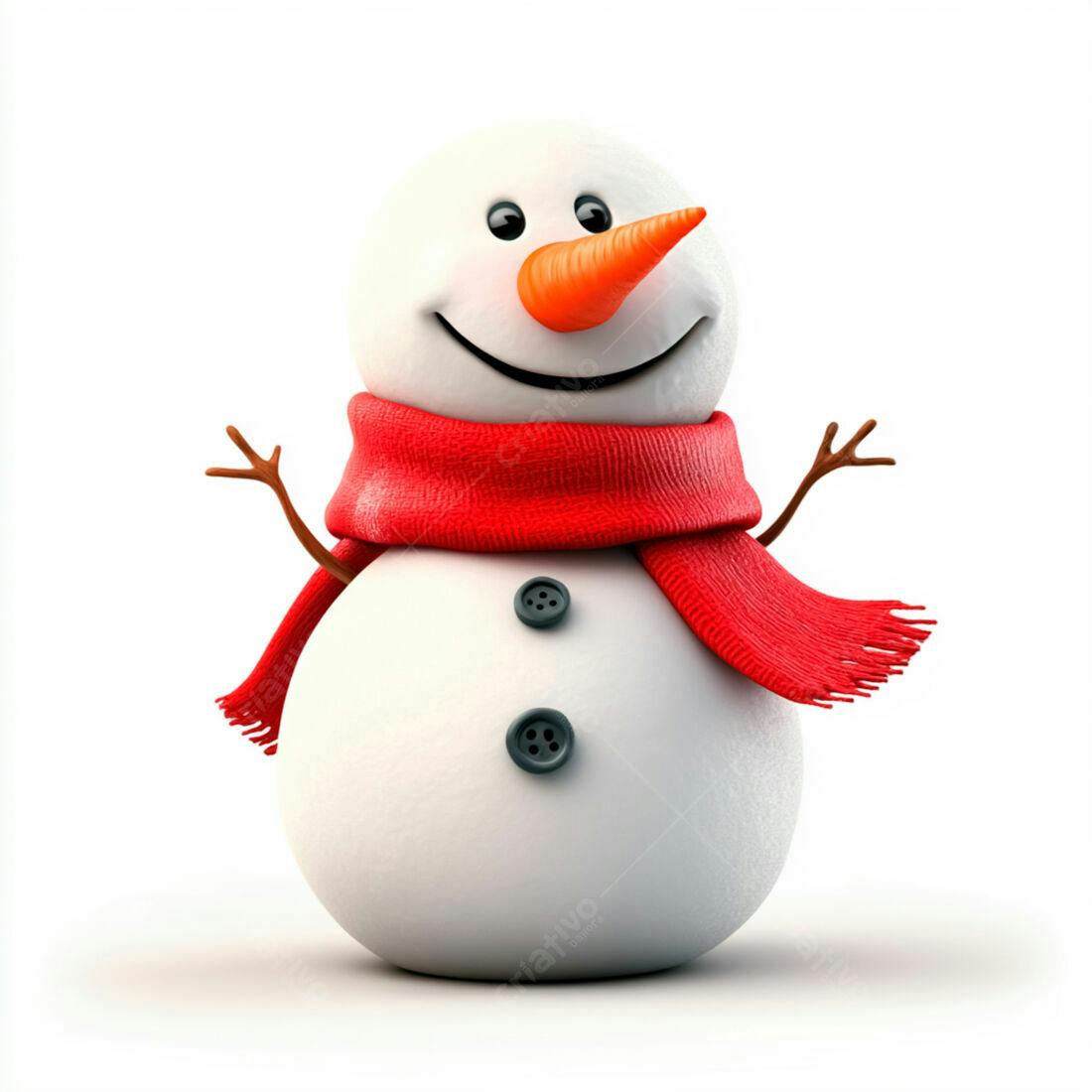 Boneco de neve alegre com cachecol vermelho