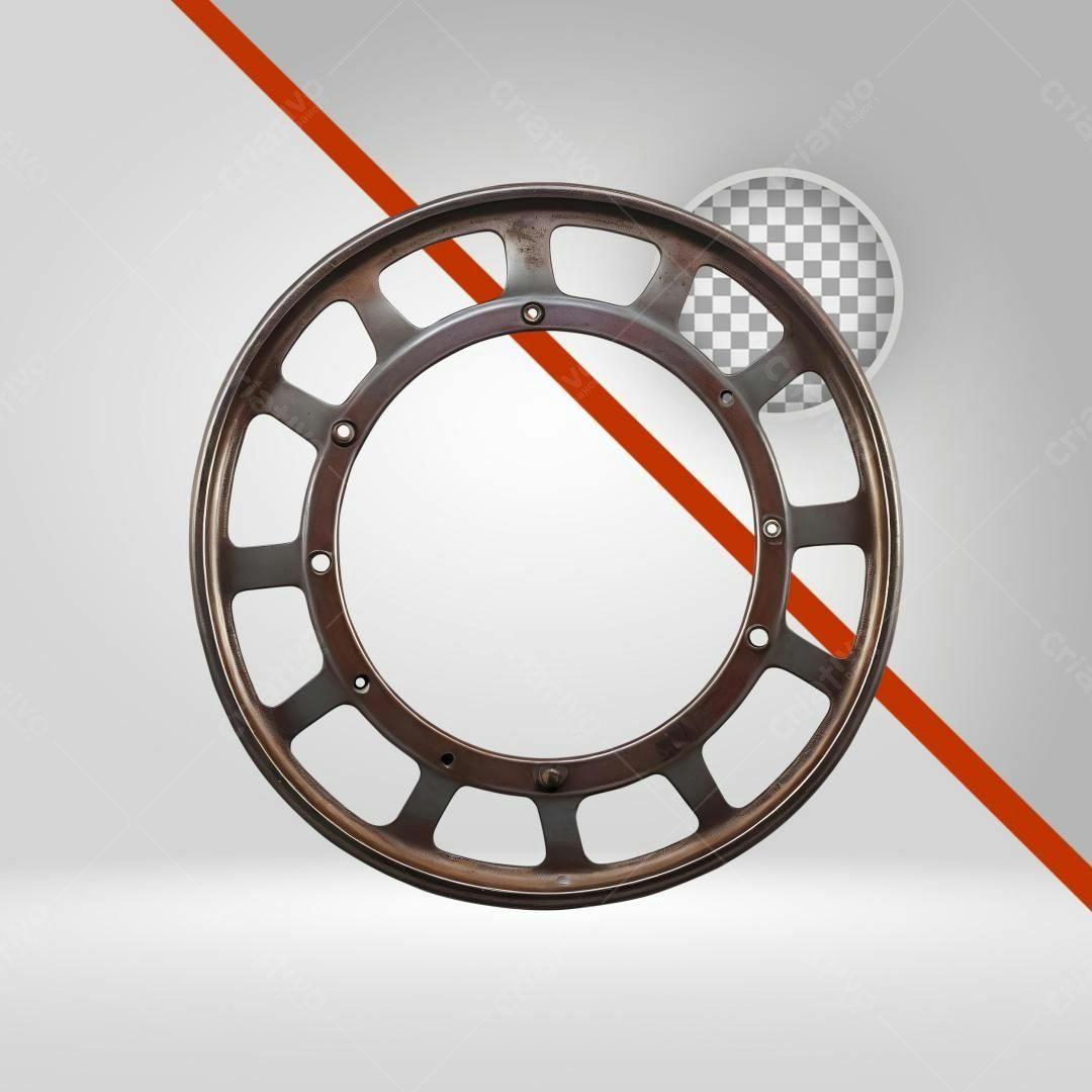 Moldura Circular Metálica PNG com fundo transparente