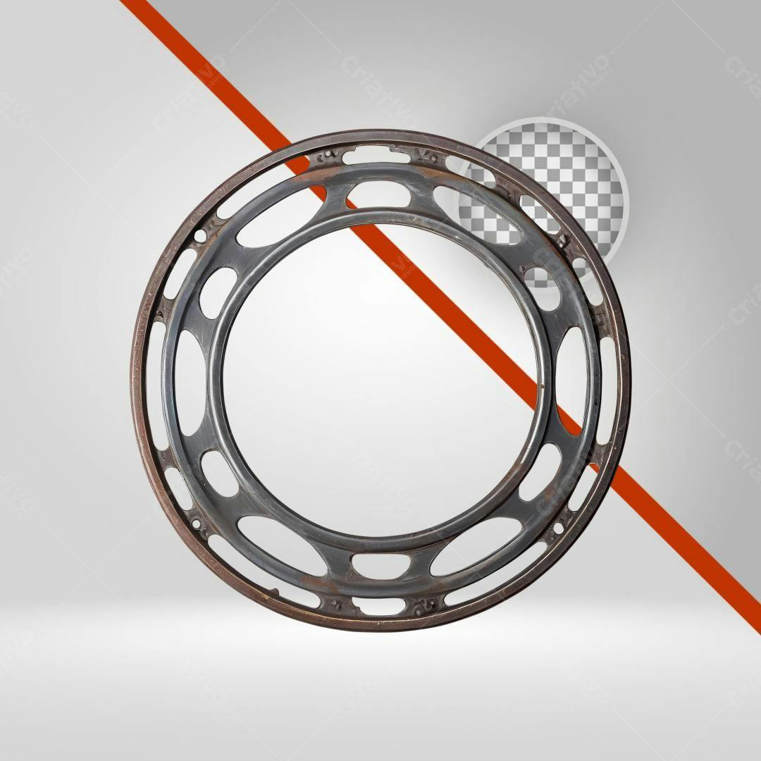 Moldura circular industrial PNG com fundo transparente