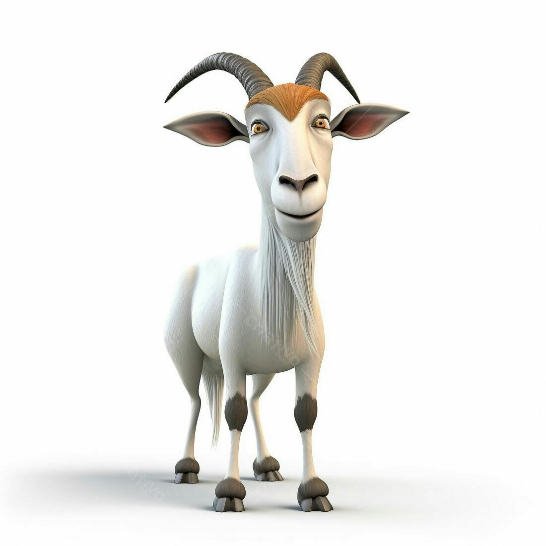 Cabra animada sorrindo fundo branco