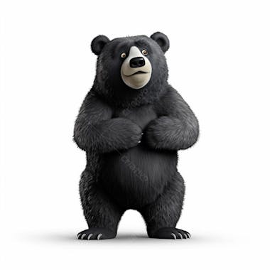 Um personagem de desenho animado animal urso preto asiático 3d com fundo branco