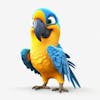 Kamranch 1, blue and yellow macaw, 3d cartoon character, with white, 262c 78b 3 fcad 4656 9b 59 f 720d 890d 56c, copy