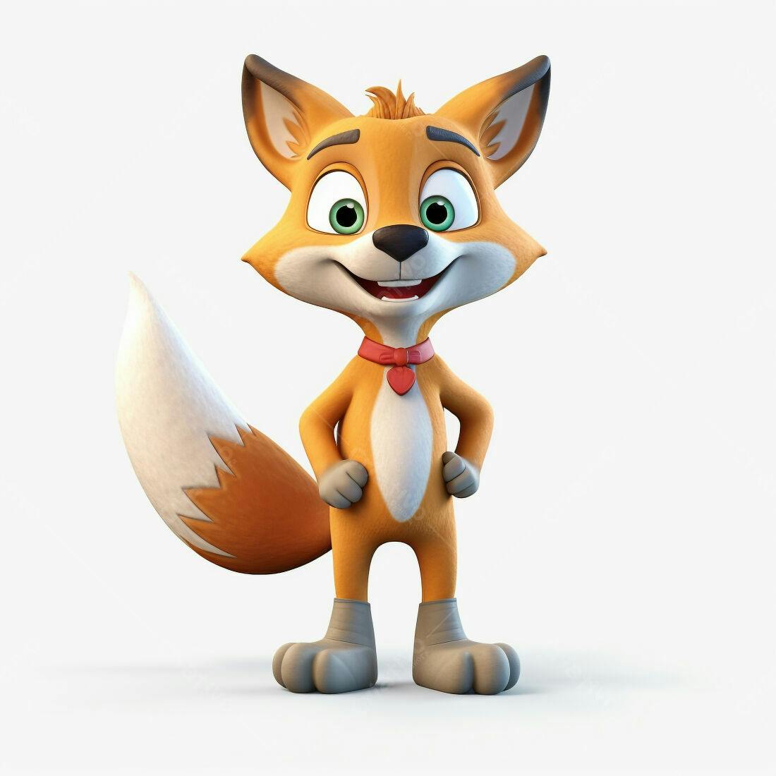 Raposa fofa em pose confiante fundo branco