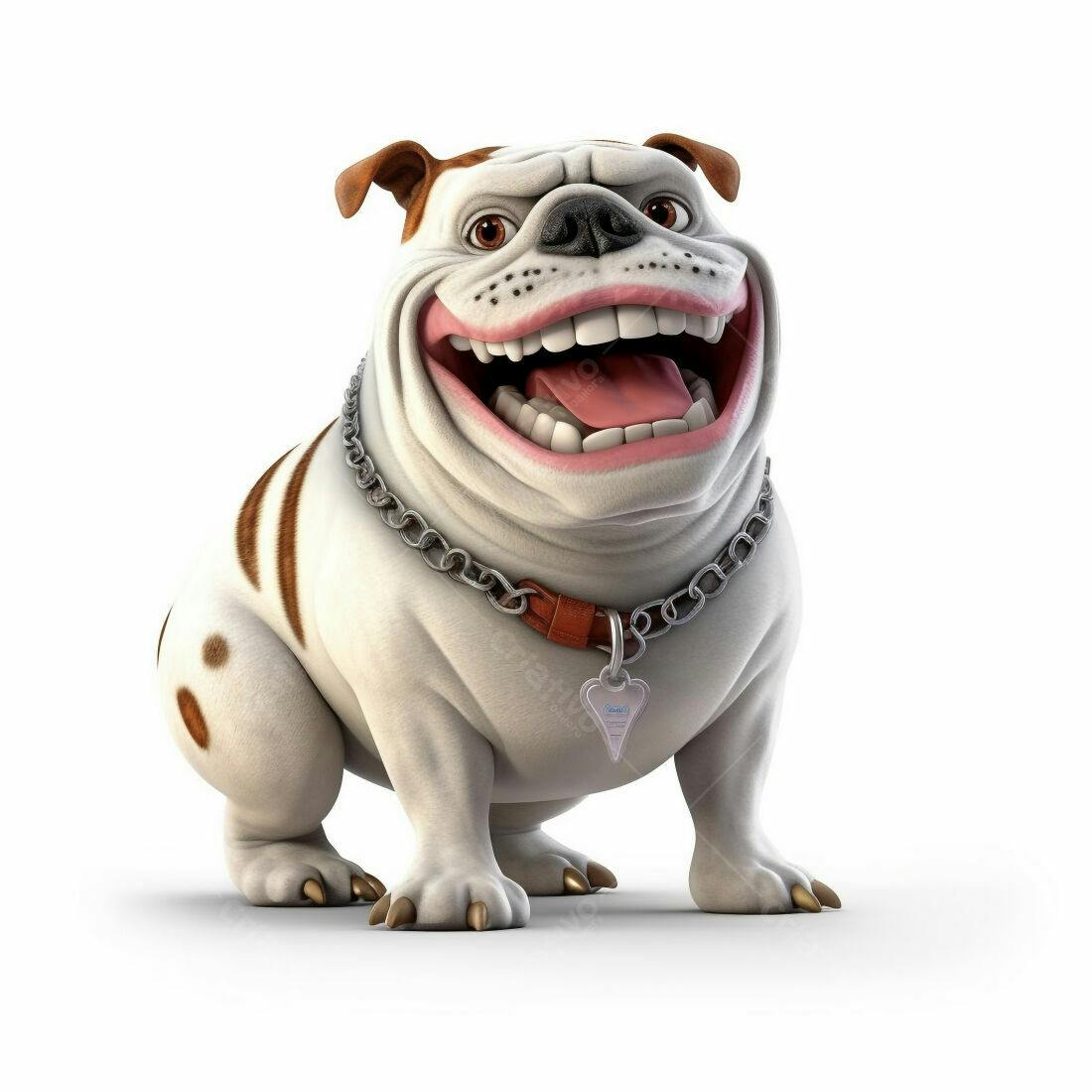Bulldog feliz com colar de metal
