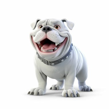 Um personagem de desenho animado buldogue 3d com fundo branco