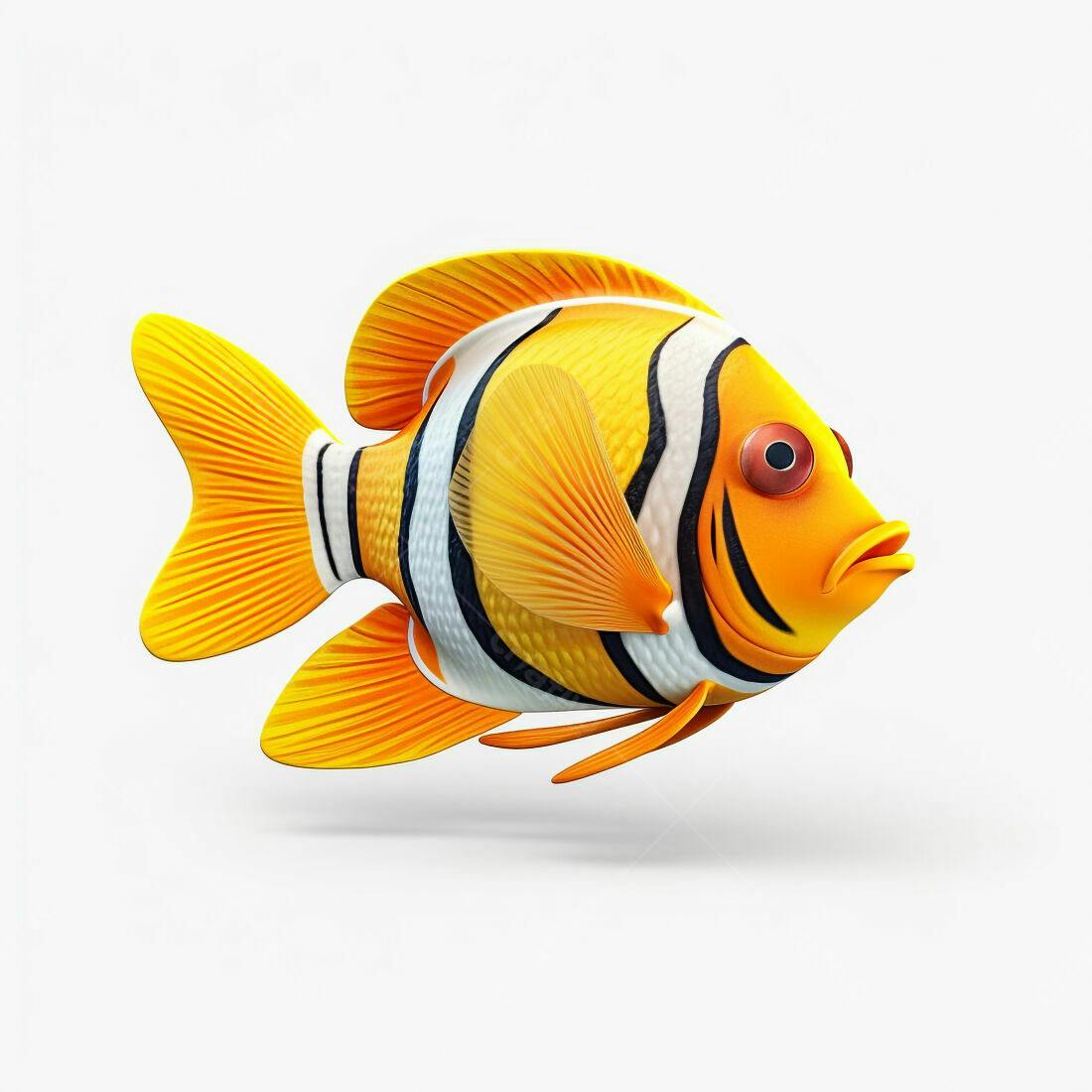 Peixe-palhaço Laranja e Branco Ilustração 3D
