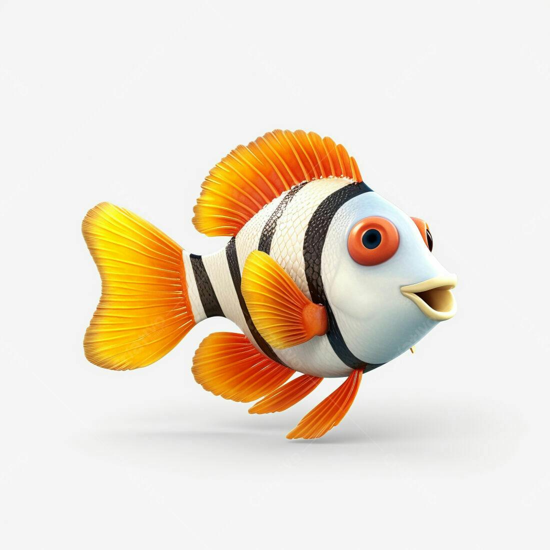 Peixe Caricatura Laranja e Branco Feliz