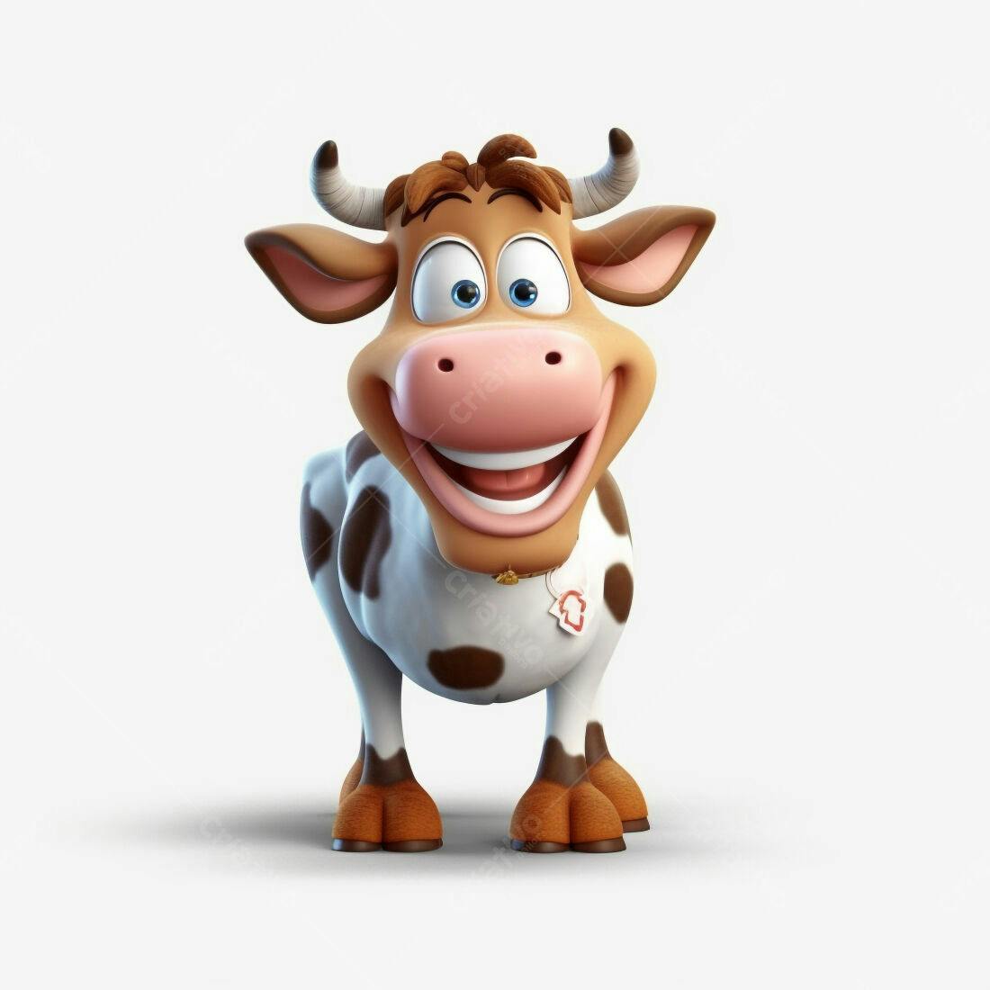 Vaca animada feliz fundo branco