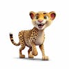 Um lindo personagem de desenho animado leopardo animal 3d com fundo branco