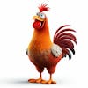 Kamranch 1 cochin chicken 3d cartoon character with white background