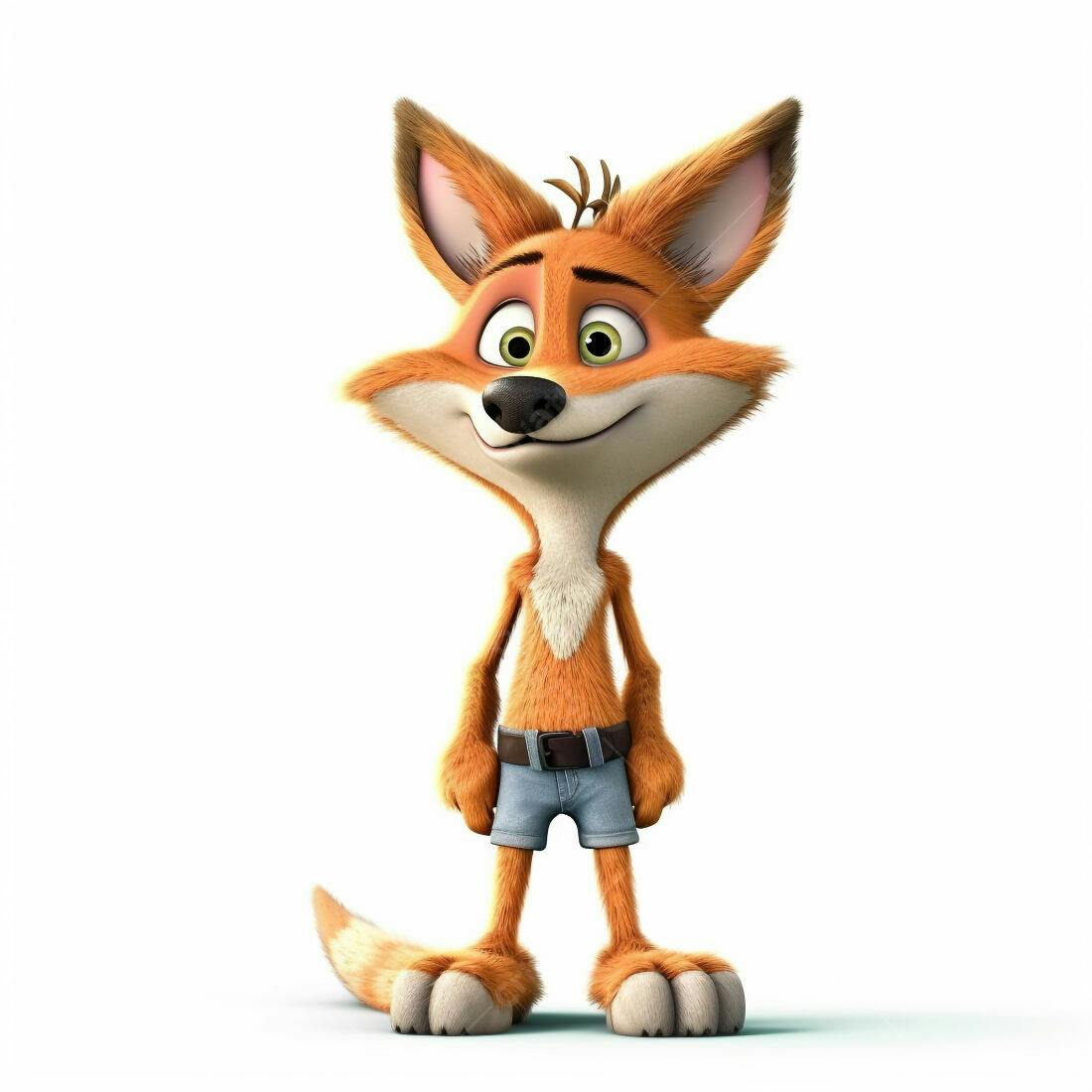Raposa fofa usando shorts jeans