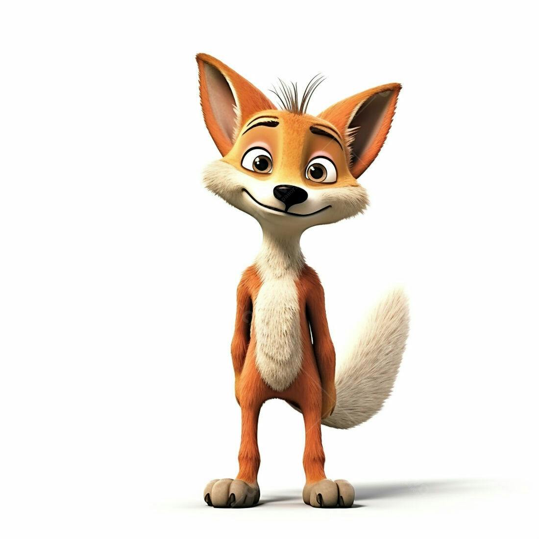 Raposa fofa personagem 3D sorrindo