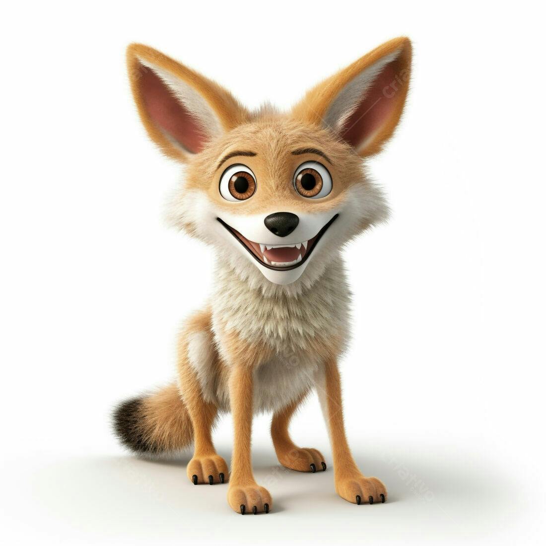 Raposa fofa sorrindo fundo branco