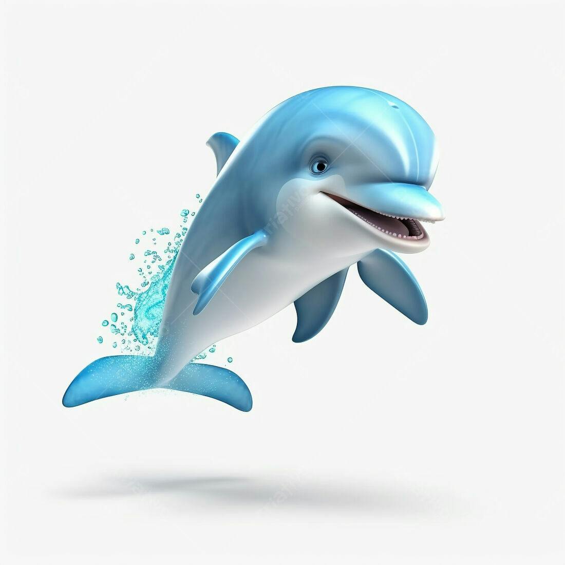 Golfinho animado saltando água azul