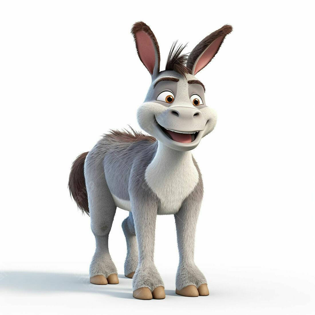 Burro animado alegre fundo branco