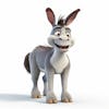 Um lindo personagem de desenho animado animal burro 3d com fundo branco