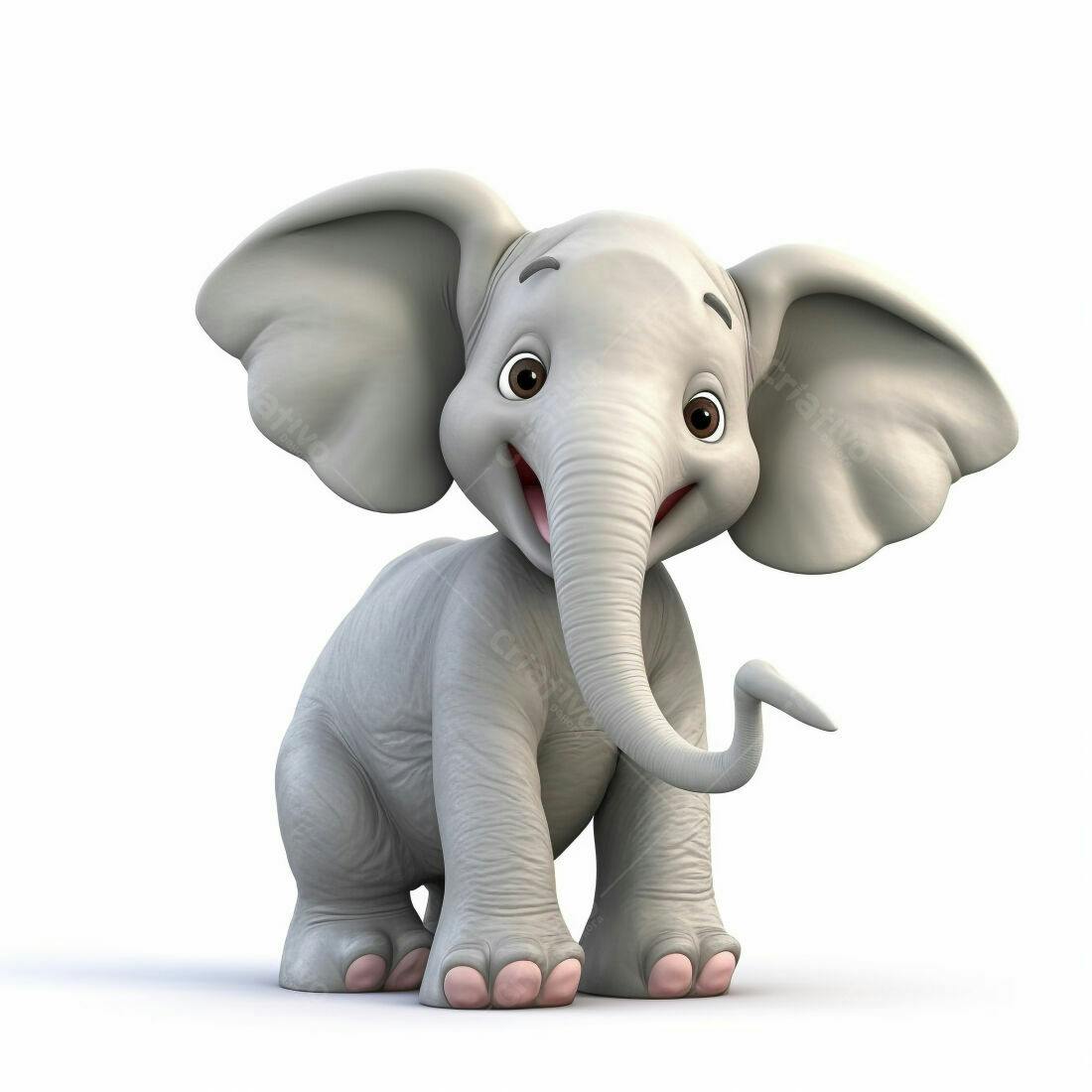 Elefante Bebê Feliz Ilustração 3D