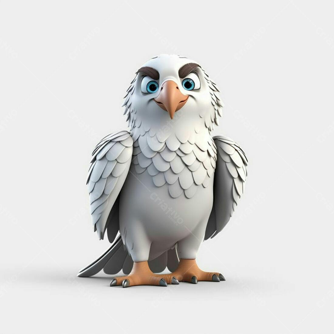 Águia Branca Cartoon personagem 3D