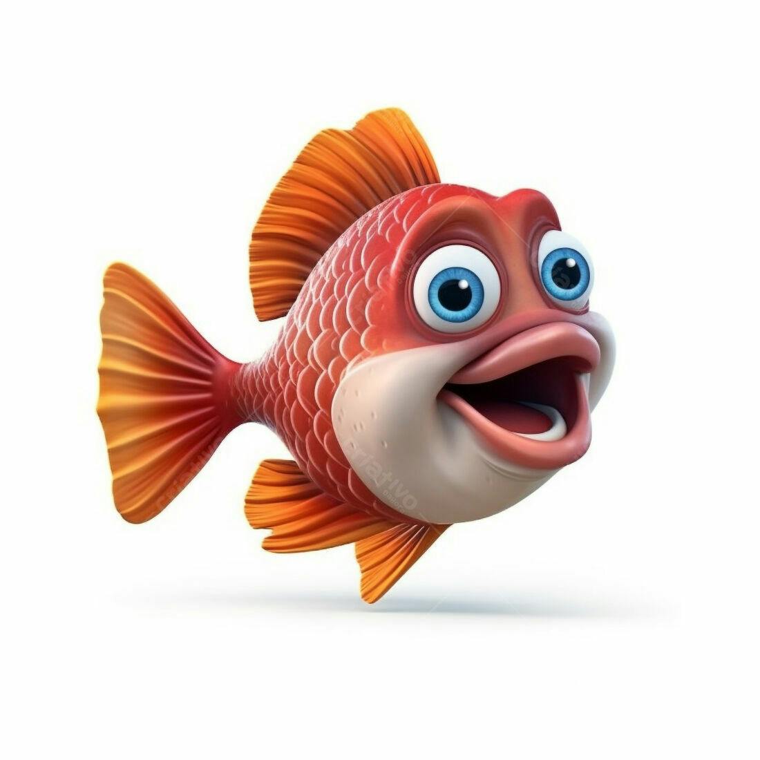 Peixe Caricatura Vermelho Alegre