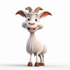 Kamranch 1, goat, 3d cartoon character, white background, capture, fda, 44a, 68, 288c, 4949, 844e, a, 6e, 2decaa, 199