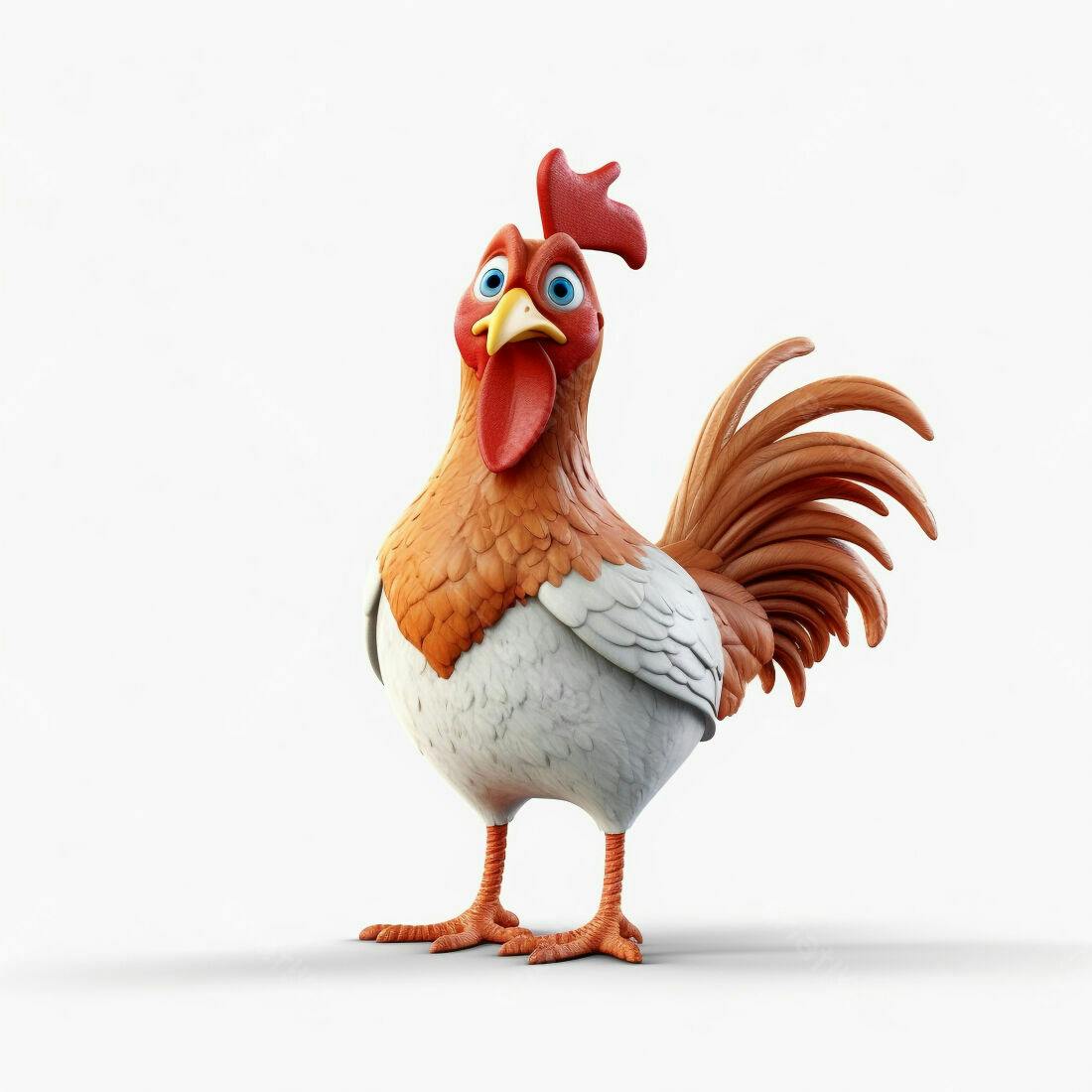Galo Cartoon fofo em fundo branco
