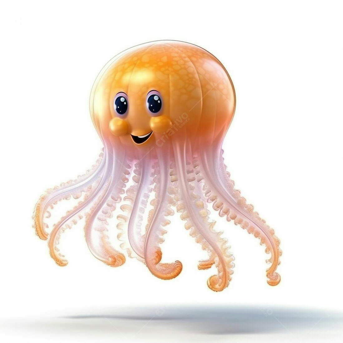 Polvo animado sorridente fundo branco