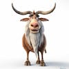 Um personagem de desenho animado animal markhor 3d com fundo branco