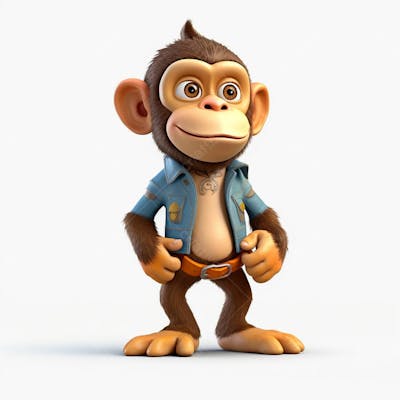 Um personagem de desenho animado de macaco 3D com fundo branco