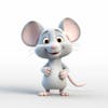 Um personagem de desenho animado de mouse 3d com fundo branco