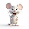 Um personagem de desenho animado de mouse 3d com fundo branco