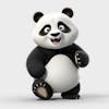 Um personagem de desenho animado panda animal 3d com fundo branco