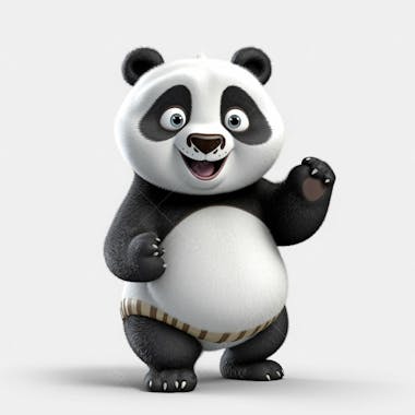 Um personagem de desenho animado panda animal 3d com fundo branco