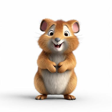 Um lindo personagem de desenho animado quokka 3d com fundo branco